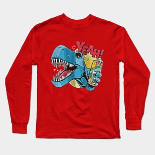 Drunk Dinosaur T-Rex Funny Yeah Long Sleeve T-Shirt